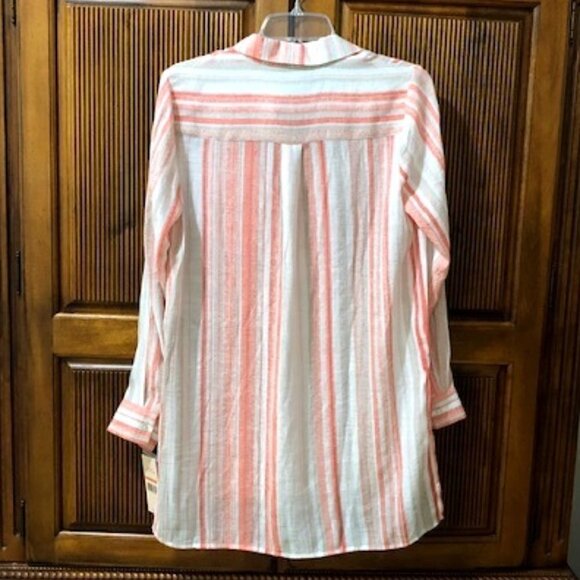 𝅺nanette Lepore Lightweight Tangerine Striped Top - Picture 3 of 6